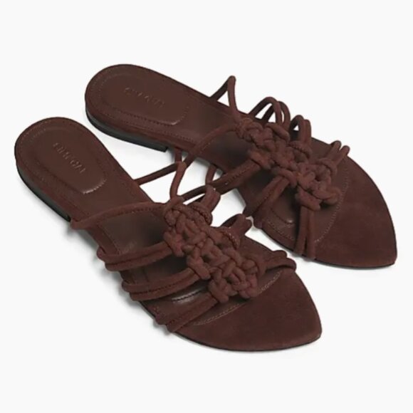 NEW SIMKHAI Made In Brazil Suede Verona Braided Flat Pointed  mahogany 725 10j1 - Picture 1 of 11